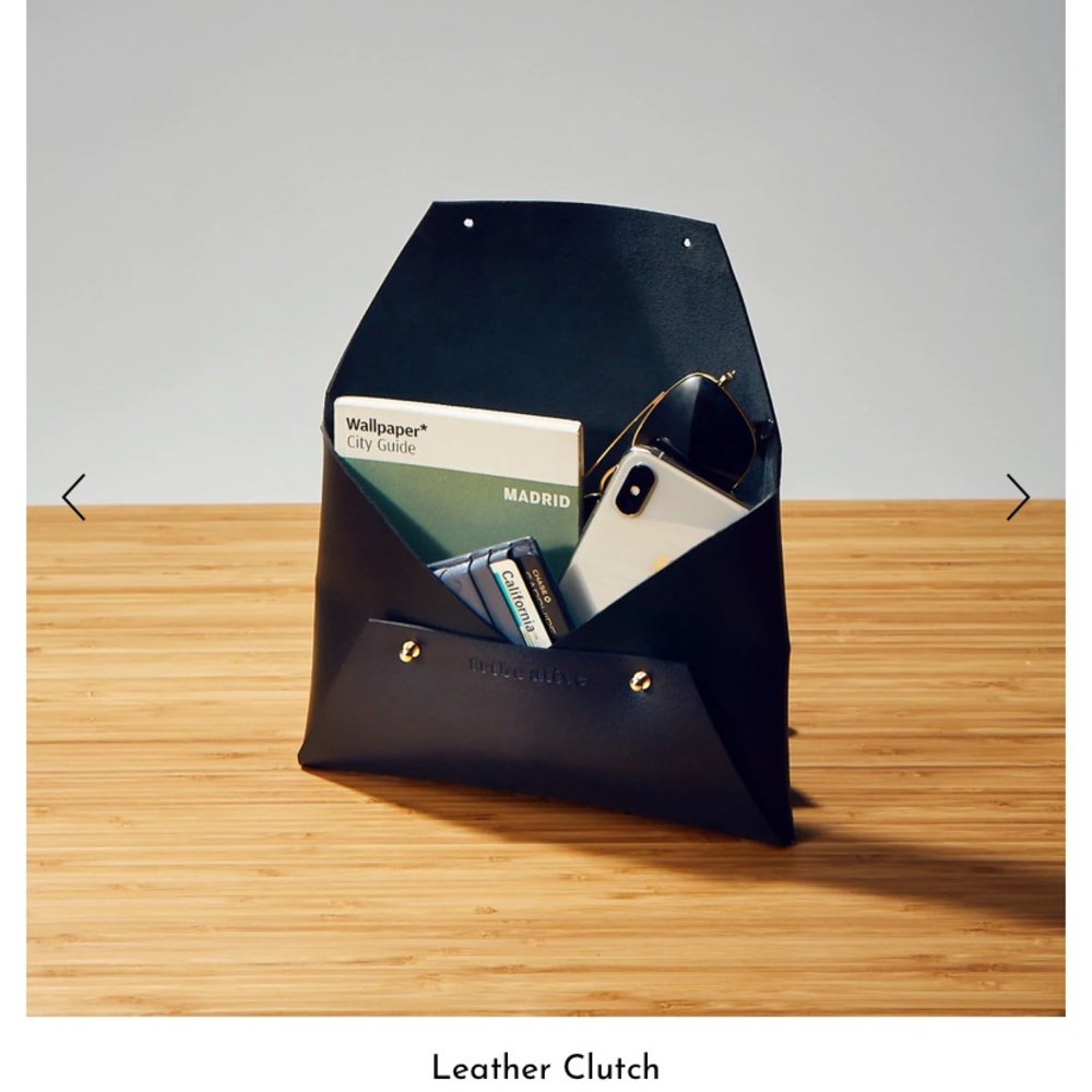 Tribe alive • Black Leather Envelope Clutch
